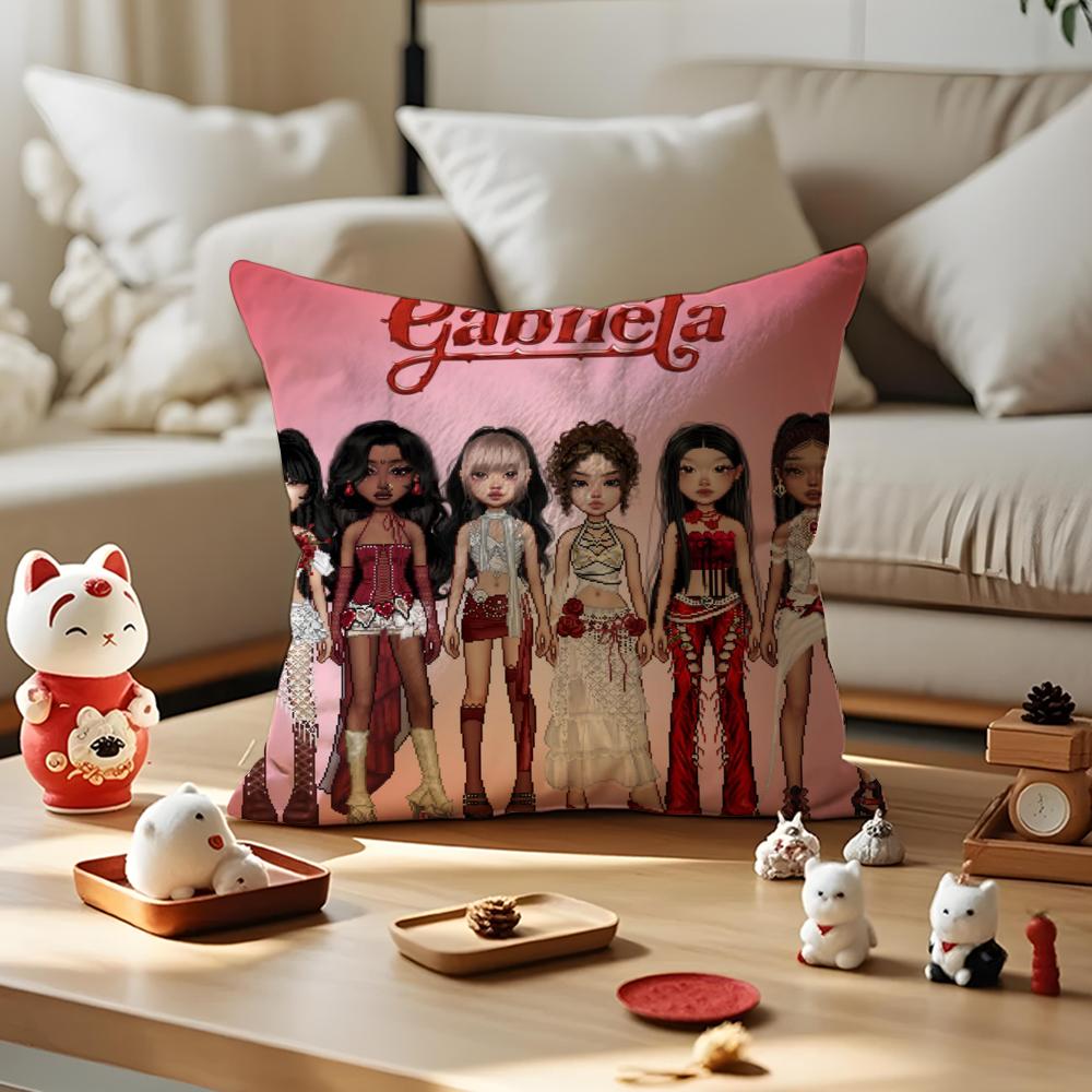 

KatSeye Hot Girls Group Cushion Cover Anti-dustmite Pillowcase Invisible Zipper Silky Short Plush Sofa Cushion Cover 30cmx30cm