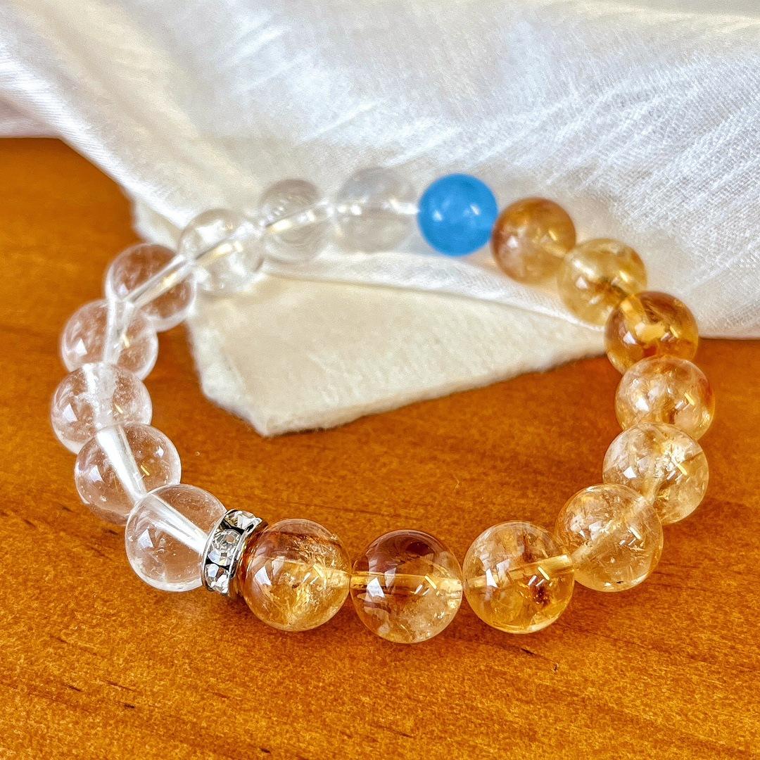 10Mm Vintage Natural Citrine Asai White Crystal Contrast Bracelet Female Atmosphere Hand Ornament Bracelet