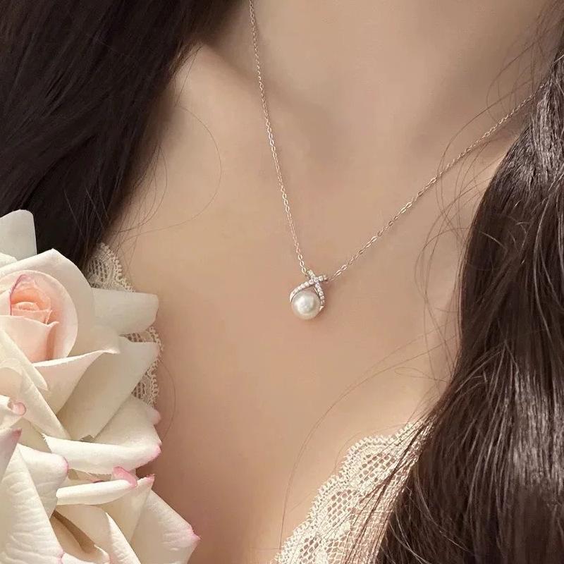 925 Sterling Silver Freshwater Pearl Necklace with Versatile Pendant - Trendy Ins Style for Women