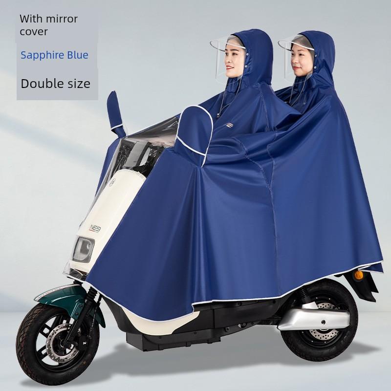 Raincoat for Electric Bikes and Motorcycles, Single or Double Person, Men's and Women's Models, Enlarged Size, Long Full-Body Rain Poncho for
