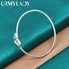 925 Sterling Silver Slät Runda Hjärta Armband Armband För Kvinnor Bröllop Förlovning Mode Charm Smycken