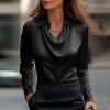 2026 Stylish Simple Cowl Neck Shirt Collar Women's Top
