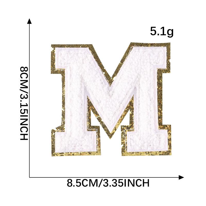 Embroidery Label Towel Embroidery Colored English Letter Patch Clothing Accessories Gold Edge Sticker Embroidery Chenille Embroidery Cloth Sticker