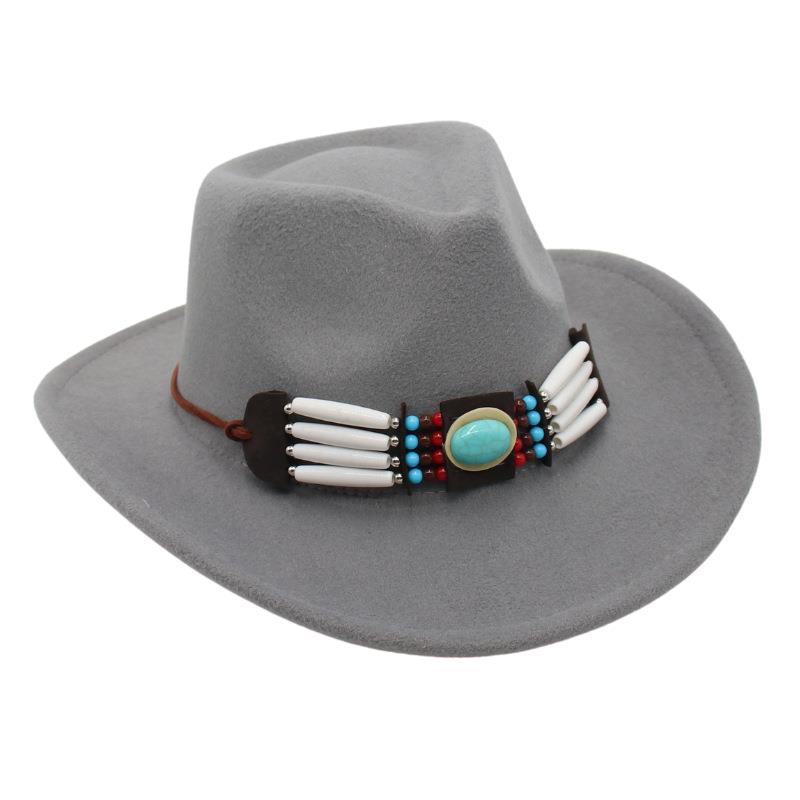 Ethnic Style Western Cowboy Hat Curled Tweed Hat Tibetan Top Hat