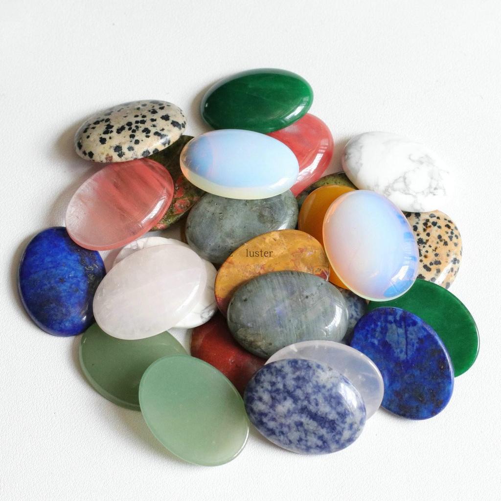 30x40mm Egg Shape Pendant: Natural Rose Quartz, Green Aventurine, Lapis Lazuli, Agate Jewelry DIY