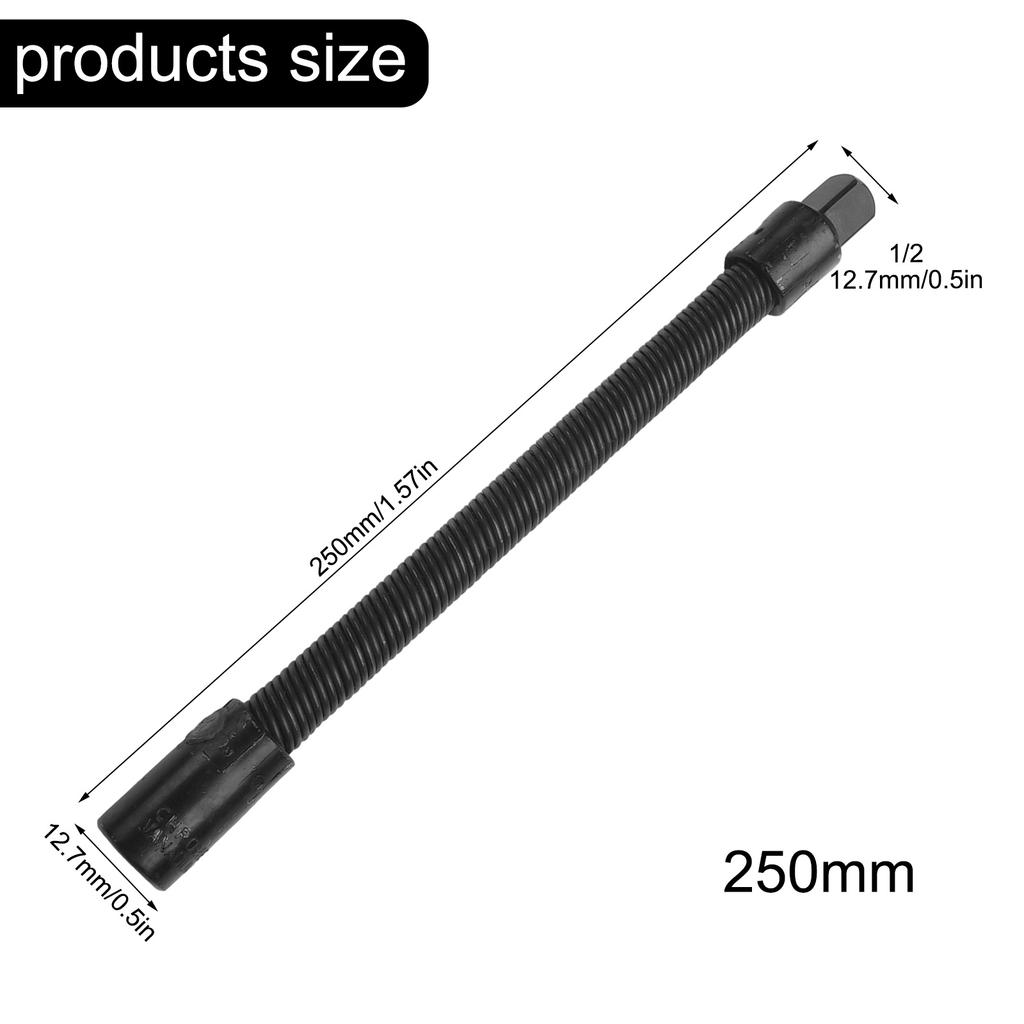 High Quality New Extension Rod Flexible Shaft Wrench 1/2 Inch 12.7mm Black Drive Extender Flexible Shaft Spring Steel (middle)