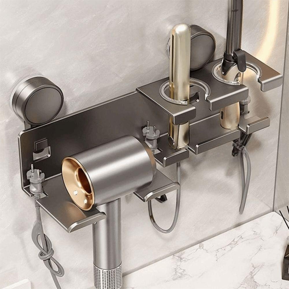 Aluminum Zinc Zinc Alloy Hair Dryer Storage Rack Punch Free Hair Blow Dryer Holder  for Household