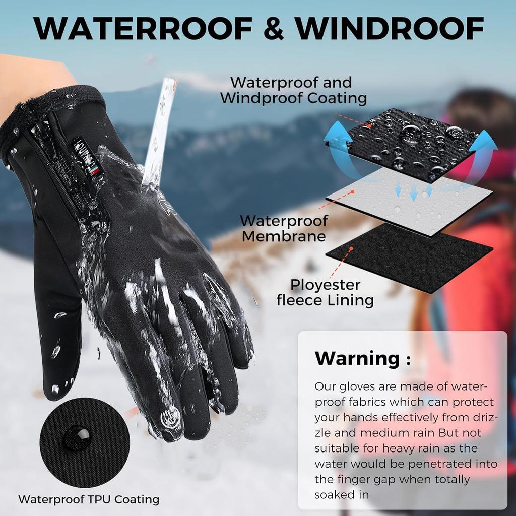 ZHUOHUA1 Pair Winter Cycling Gloves for Outdoor Sport,Thick Flee Warm Glove for Men&Women-Touch Screen To Hunting-Driving-Skiing