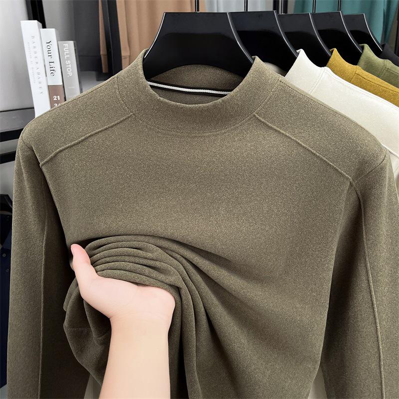 

Men s Self-Heating Long-Sleeve Hoodie - Thick, Warm, Half-High Collar, Skin-Friendly, Plain Color Base Layer L for 115-130 jin хакі/коричневий