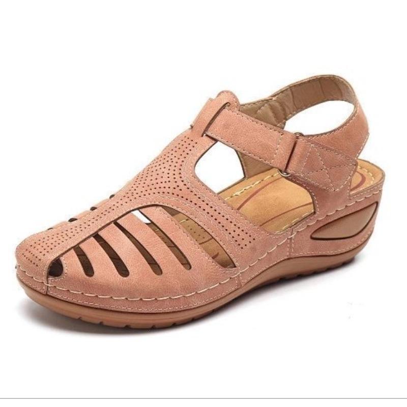 Spot summer retro women's sandals car line hole shoes non-slip large size round head wedge heel sandals women's wholesale