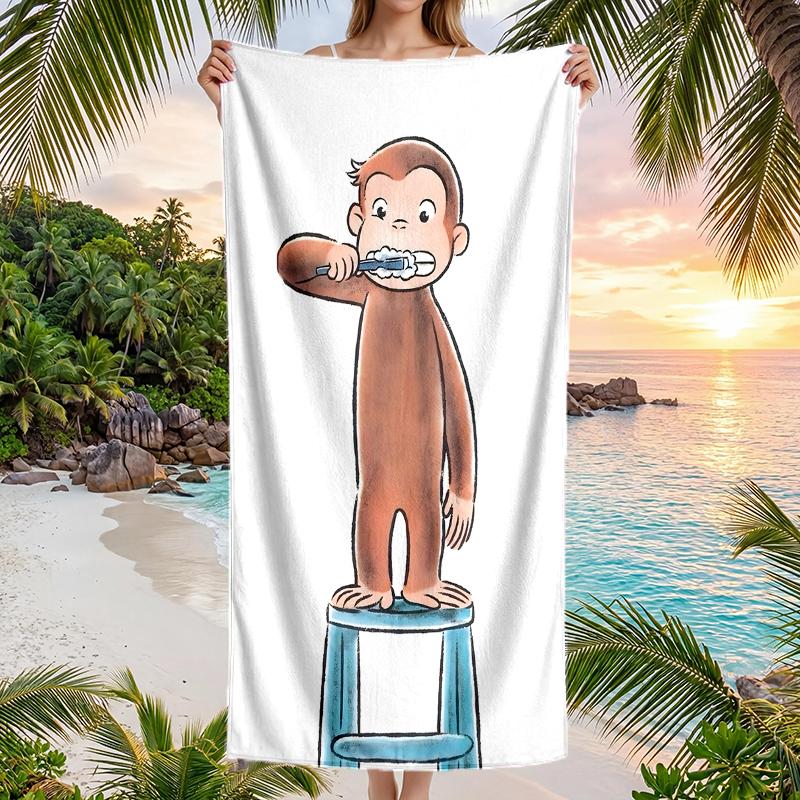 Curious George Fashion Beach Towel: Ideal for Summer Adventures Soft, Absorbent and Quick Drying Suitable for Swimming and Bathing