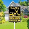 Deer Crossing Sign for Yard,Please Slow Down Sign With Stake,Outdoor 8" x 12" Wildlife Sign Aluminum Safety Sign for Street Neighborhood Driveway
