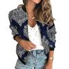 2021 Autumn Women's Retro Casual Digital Print Zipper Jacket