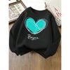 European Sizes Red Heart Sketch Love Design Kids' Fashionable Crewneck Sweatshirt, Children's Long Sleeved T-shirt, Casual Multi Colored