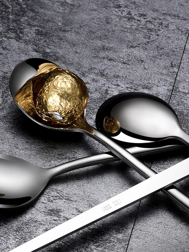 5pcs 304 Stainless Steel Spoons Ice Cream Spoons Long Handle Coffee Spoons Stirring Spoons Kitchen Utensils