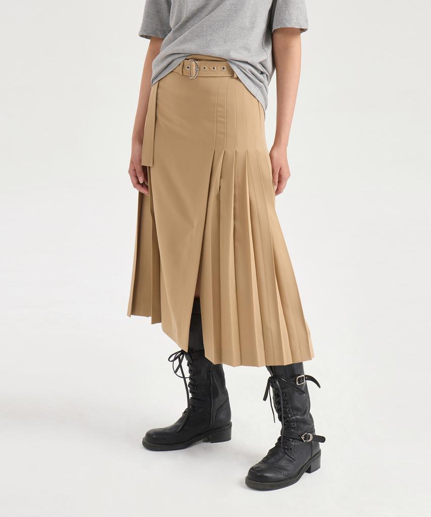 LUCKY CHOUETTE Belt Point Long Pleated Skirt (Beige) Lfkam25440Bex