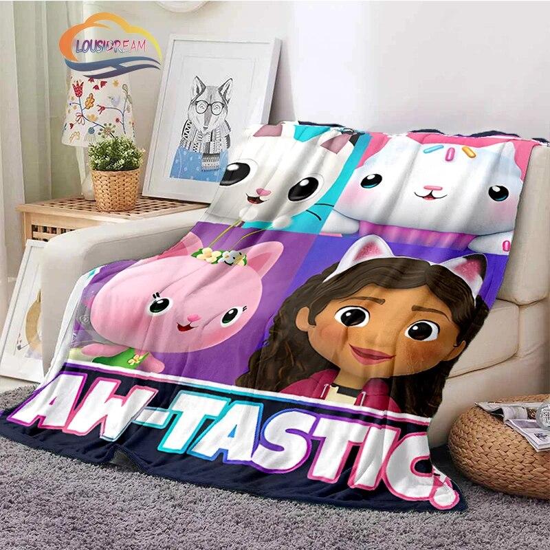 Cartoon Gabby's Dollhouse Cute Cashmere Blanket Children and Girls Warm Portable Plush Cozy Throw Blanket Bed Sofa Blanket
