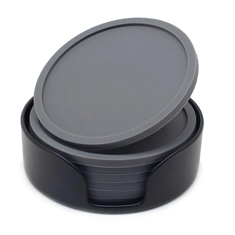 

6 шт. 10 см круглые силиконовые подставки под стаканы набор нескользящий домашний офис стол декоративный коврик подставка для стакана стеклянный держатель для напитков декоративный коврик для стола серый