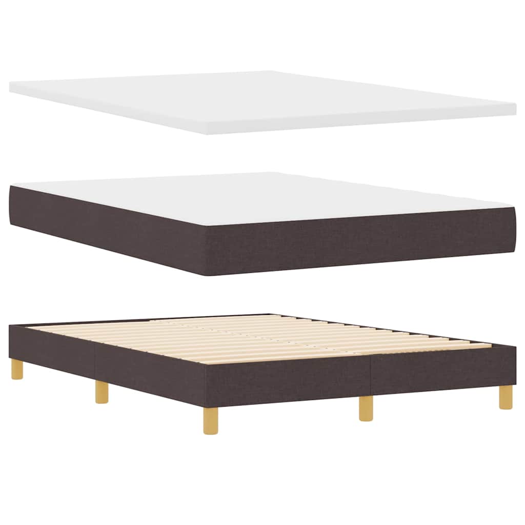 Box Spring Bed with Mattress Dark Brown 140 x 200 cm Fabric