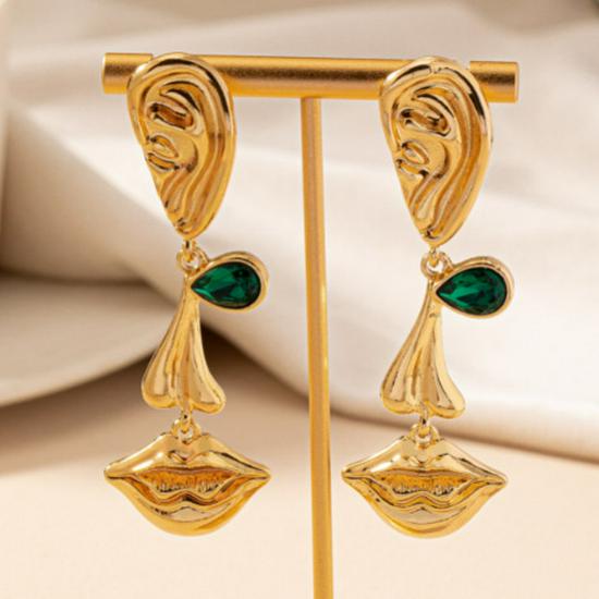 Retro Metal Face Earrings: Unique Design, Bold Style, Exaggerated Look for Women.