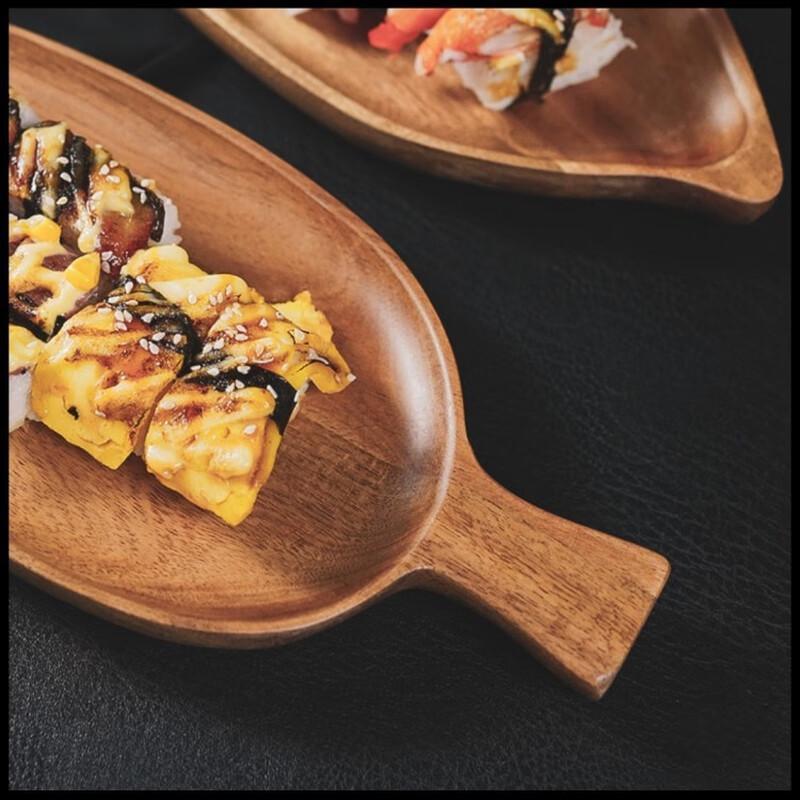 Japanese Style Wooden Leaf Serving Tray