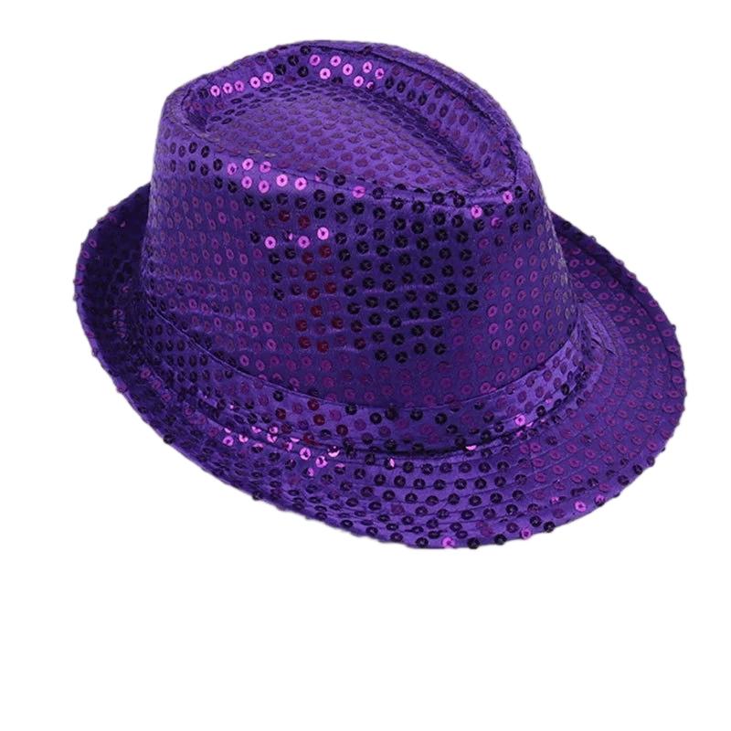 Magic Show Hat Universal For Adults And Children Fashionable Top Hat Silver Sequin Jazz Hat Stage Magic Hat