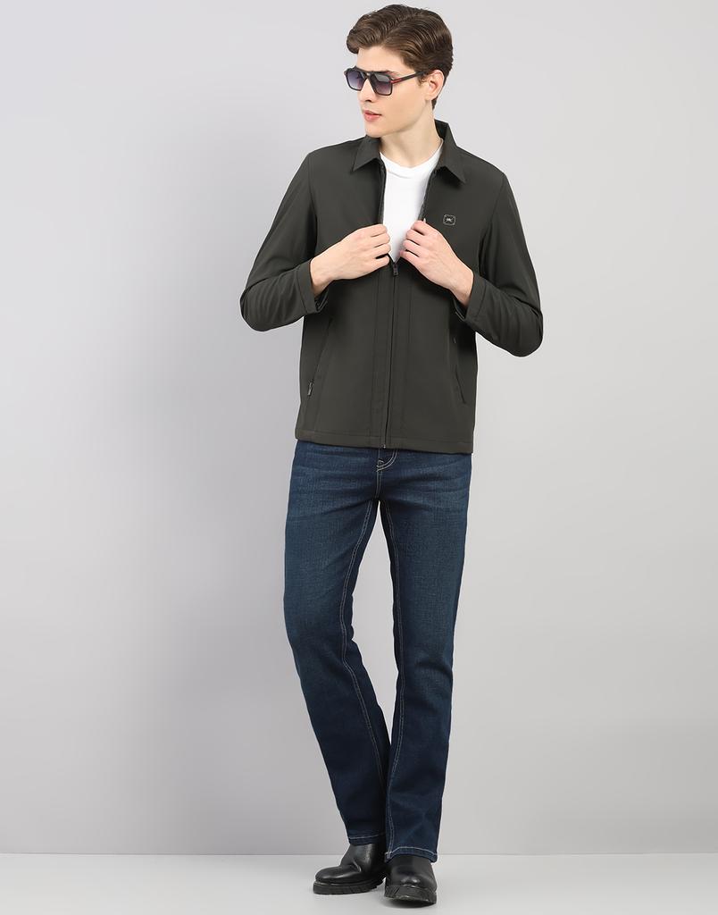 Monte Carlo Men's Regular Fit Solid Stand Collar Full Sleeve Jacket