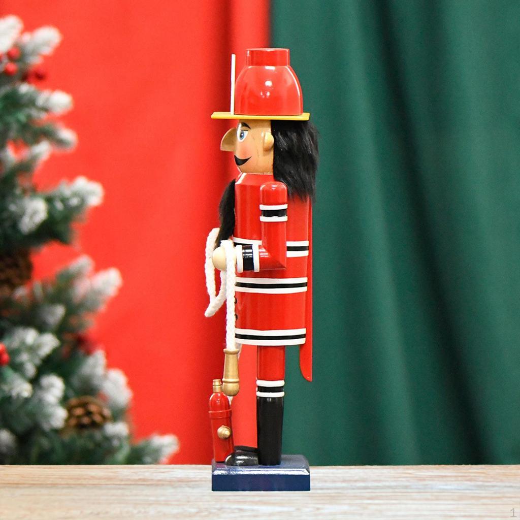 Christmas Decor Firefighter Nutcracker Statue Soldier Figurine for