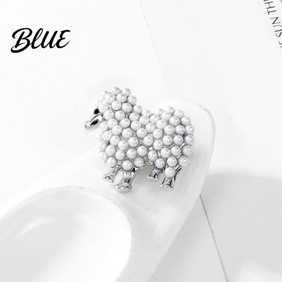 Animal Brooch Zinc Alloy Imitation Pearls Inlaid Fluffy Sheep Design