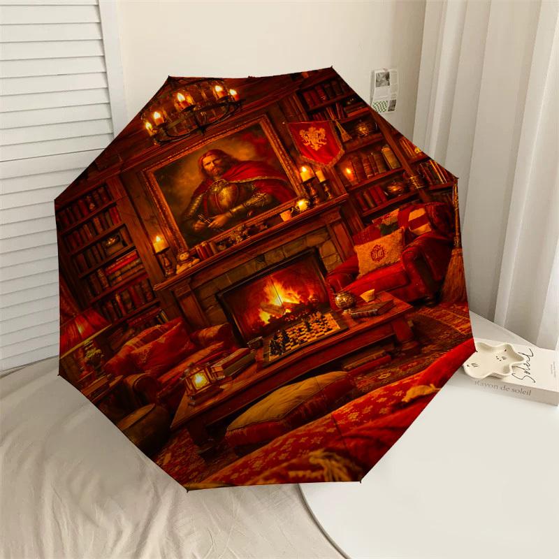 

1PC Library Chess Umbrella-8-Rib Reinforced, Automatic Open, Lightweight & Durable, Fashion Accessory for Outdoor-D371