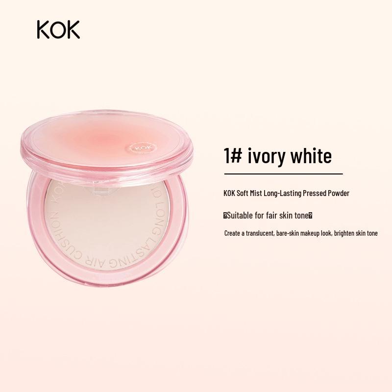 KOK Waterproof Soft Focus Pressed Powder: Long-Lasting, Sweatproof, No-Cake, Brightening, Pore-Concealing New Model. 9g