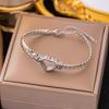18K Gold Plated 316L Fashionable Titanium Steel Bracelets Waterproof Heart Roman Numerals Queen's Chain Link Bangles