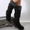 2025 Snow Boots Women Winter Shoes Warm Cotton Shoes Cold Winter Knee High Boots Ladies Wedge Heels Boots Plus Size 42