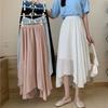 Asymmetric Designer Niche High-Waist Cotton-Linen Fairy Midi Skirt for Women - Artistic Vintage Full Flared Long Half Skirt