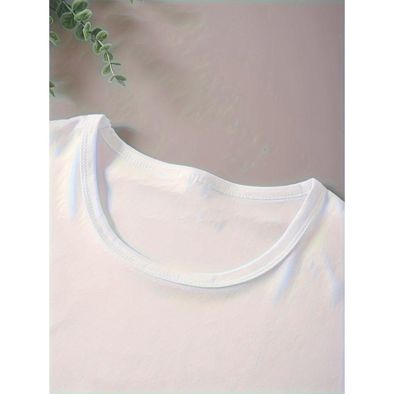 European Size European Size 1pc Women'S Elegant Butterfly Heart Print T-Shirt - Comfortable Polyester Spandex Blend