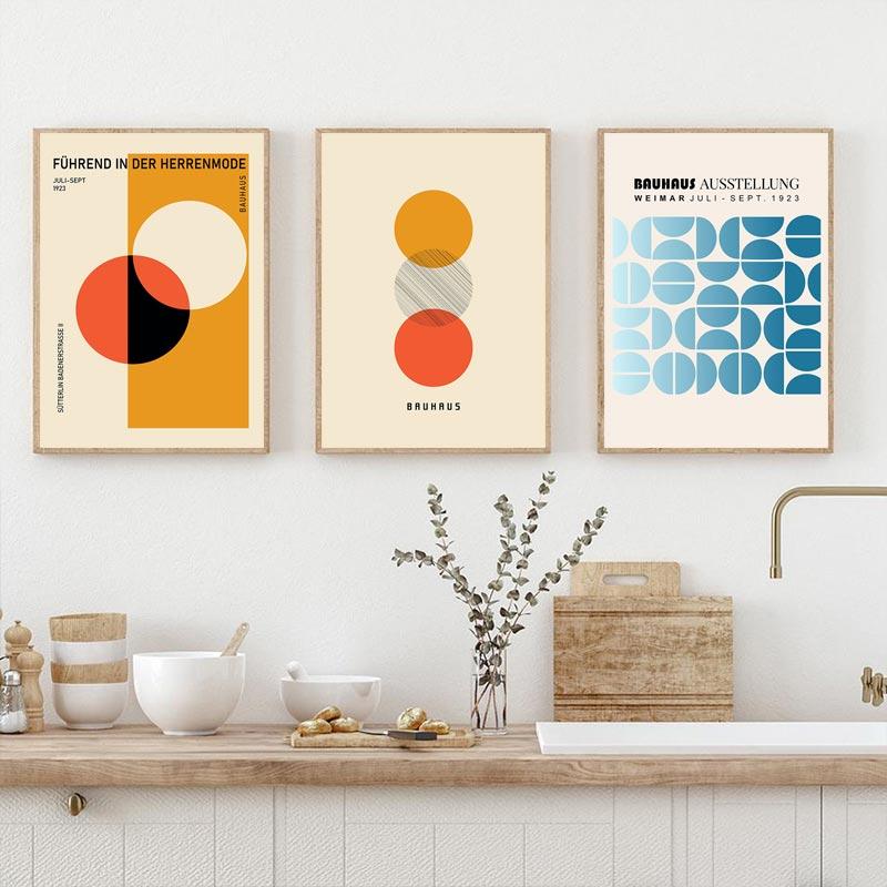 Bauhaus Abstract Minimalist Geometric Poster Vintage Color Block Canvas Paintings Wall Art Print Picture Living Room Home Decor