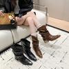 Female pointed European and American style boots fashion boots versatile autumn new rivet thick heel height increase thin short boots