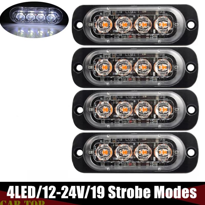 4X4LED Car Strobe Warning Light Grill Flashing Breakdown Emergency Light Car Truck Trailer Beacon Lamp Led Side Light for Car