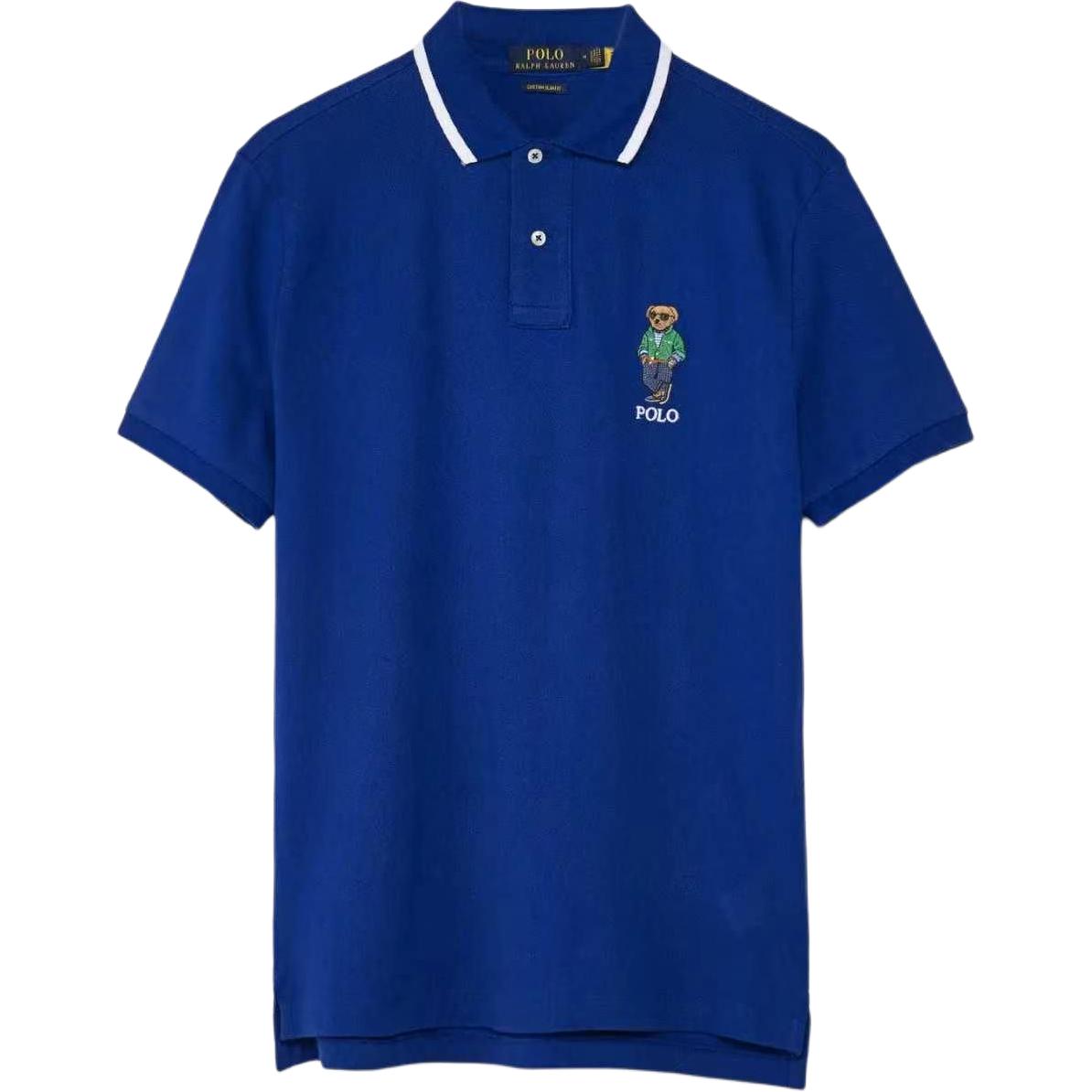 Polo Ralph Lauren SS22 Classic Bear Embroidered Short Sleeve Polo Shirt Men tops Blue 710867573001 S