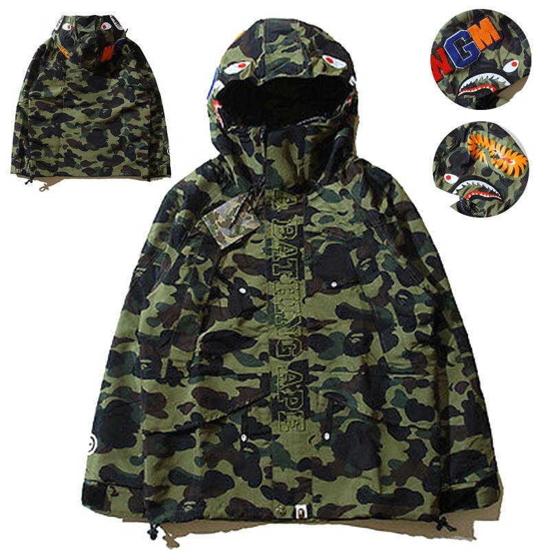 Heren A Bathing Ape Haaienkop Camouflage Hoodie Jas Met Zacht Ademend Materiaal