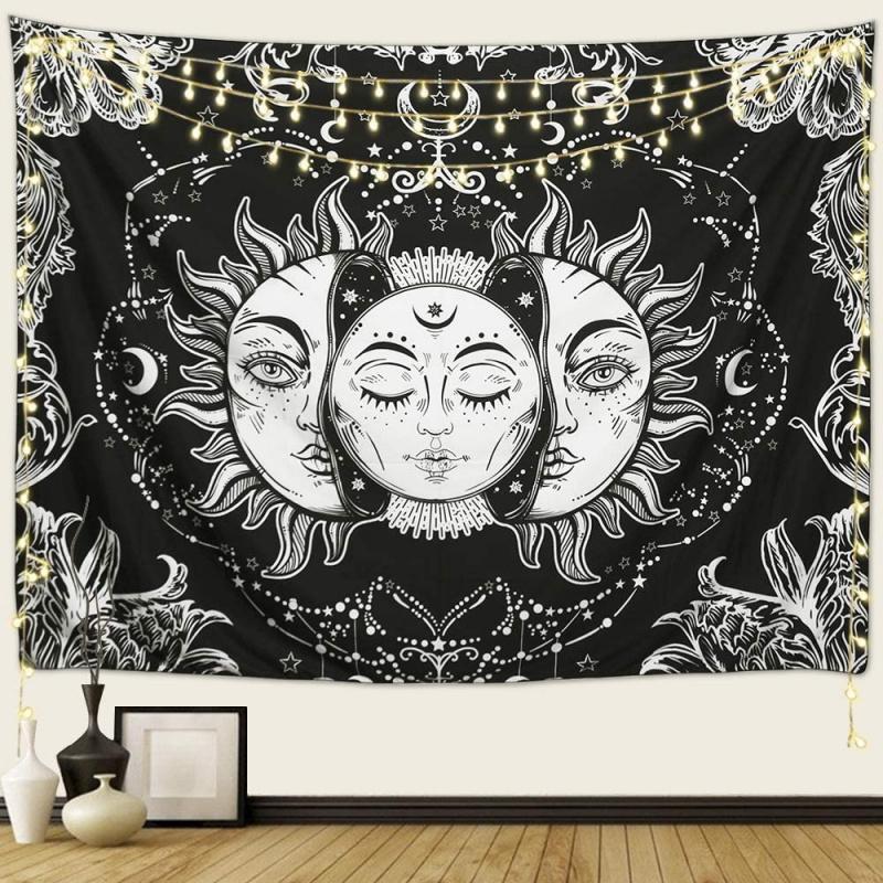 VIKAMA Astrology SunMoon Mandala Tapestry BohemianStyle Wall Hanging Suitable for Living Room or Bedroom Home Decor
