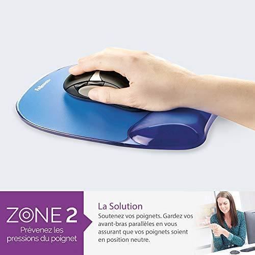 Tapis de souris - fellowes - crystal gel - ergonomique - repose poignet - transparent bleu