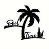 Coastal Style Metal Palm Tree Wall Art - For Pool Time. Outdoor Metal Sign. Home Pool Party Decor. General Fit Hanging Ornament.
