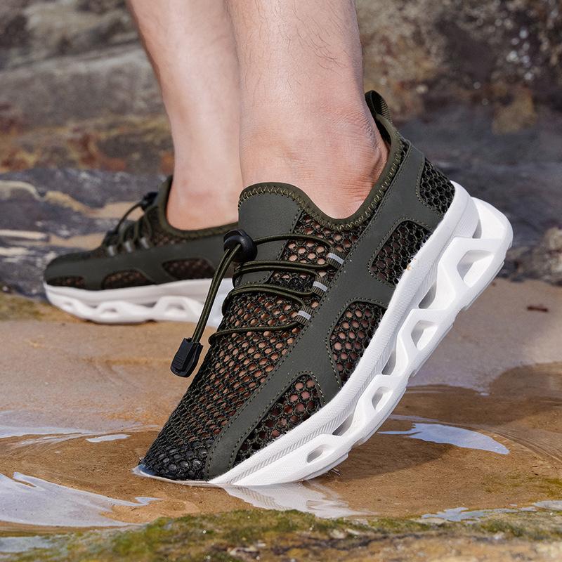 Summer hollow couple outdoor shoes fashionable versatile breathable mesh shoes platform men's and women's lightweight casual sports shoes