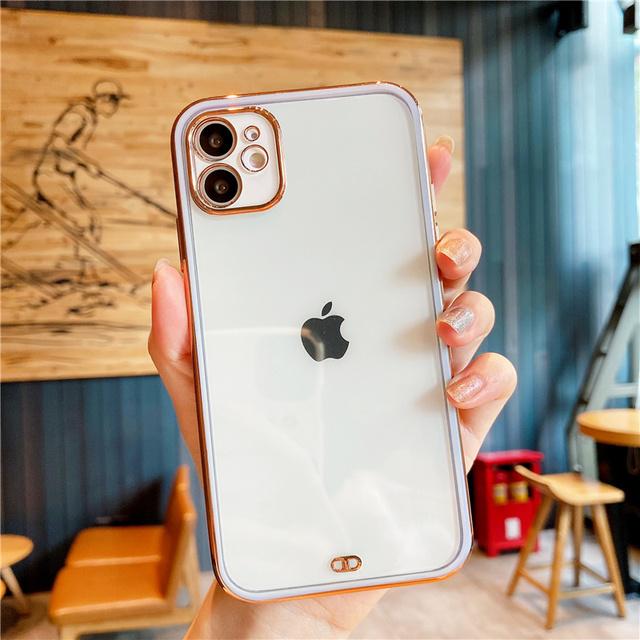 Electroplated Transparent Phone Case For Iphone 12 13 Pro 11 12 Max Xr X Xs Max 13pro 14pro Max Soft Clear Shockproof Back Cover