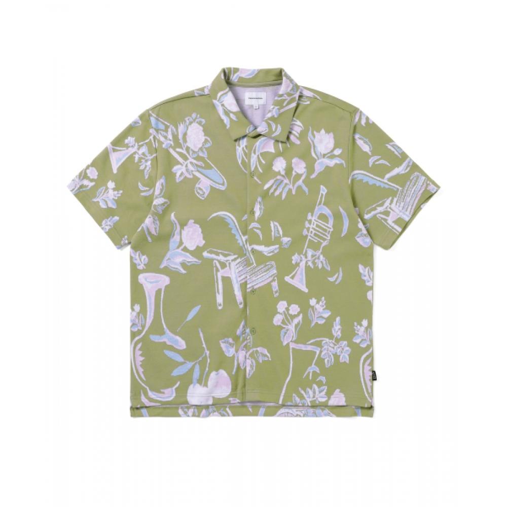 Thisisneverthat Object Jacquard Button Up Top Green