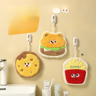 Cartoon Baking Kitchen Hanging Hand Towel Absorbent Quick Drying Thickened Children's Coral Velvet Soft Cute Food Towel