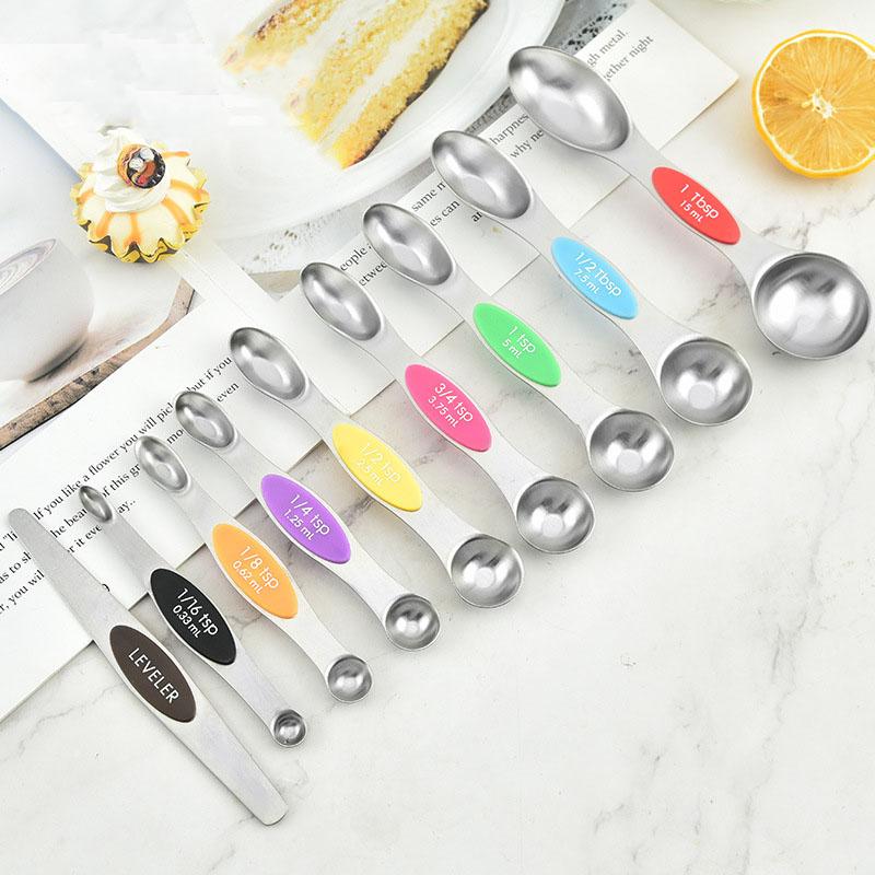 9-piece Magnetic Double-ended Stainless Steel Measuring Spoon with Scale-seasoning Spoon Coffee Measuring Spoon Baking Tools