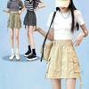 Drawstring Wide Half Leg Skirts Lace Up Causal Skirts Women Fashion High Waist Skirt  Streetwear