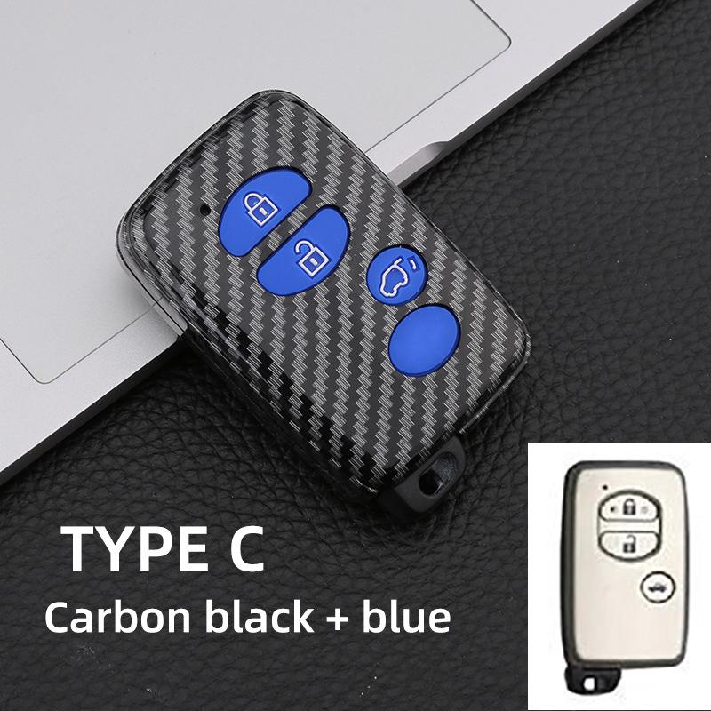 Nouveau Étui de Clé de Voiture en ABS Carbone pour Toyota Camry Prius Land Cruiser Prado 150 Crown Pour Subaru Foreste Xv Porte-Clés